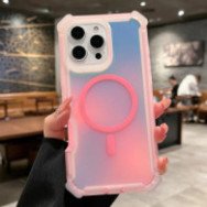 فاخر ل Magsafe الليزر المبهر درع حافظة آيفون 17 16 15 14 13 برو ماكس شحن لاسلكي طبقة مزدوجة غطاء للحماية